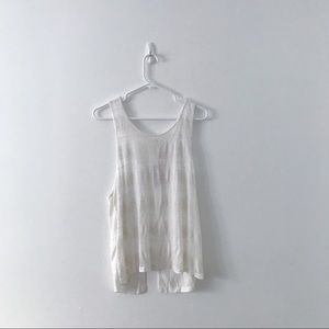 Free people white flowy open back tank
